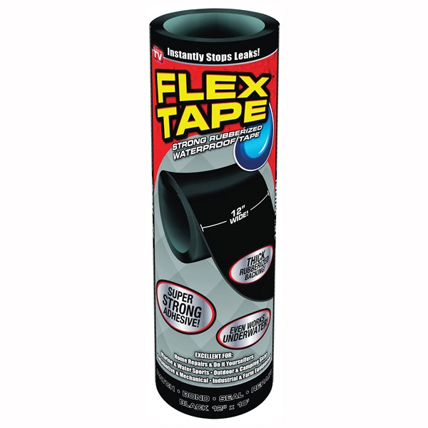 FLEX TAPE TFSBLKR1210 Waterproof Tape, 10 ft L, 12 in W, Rubber Backing