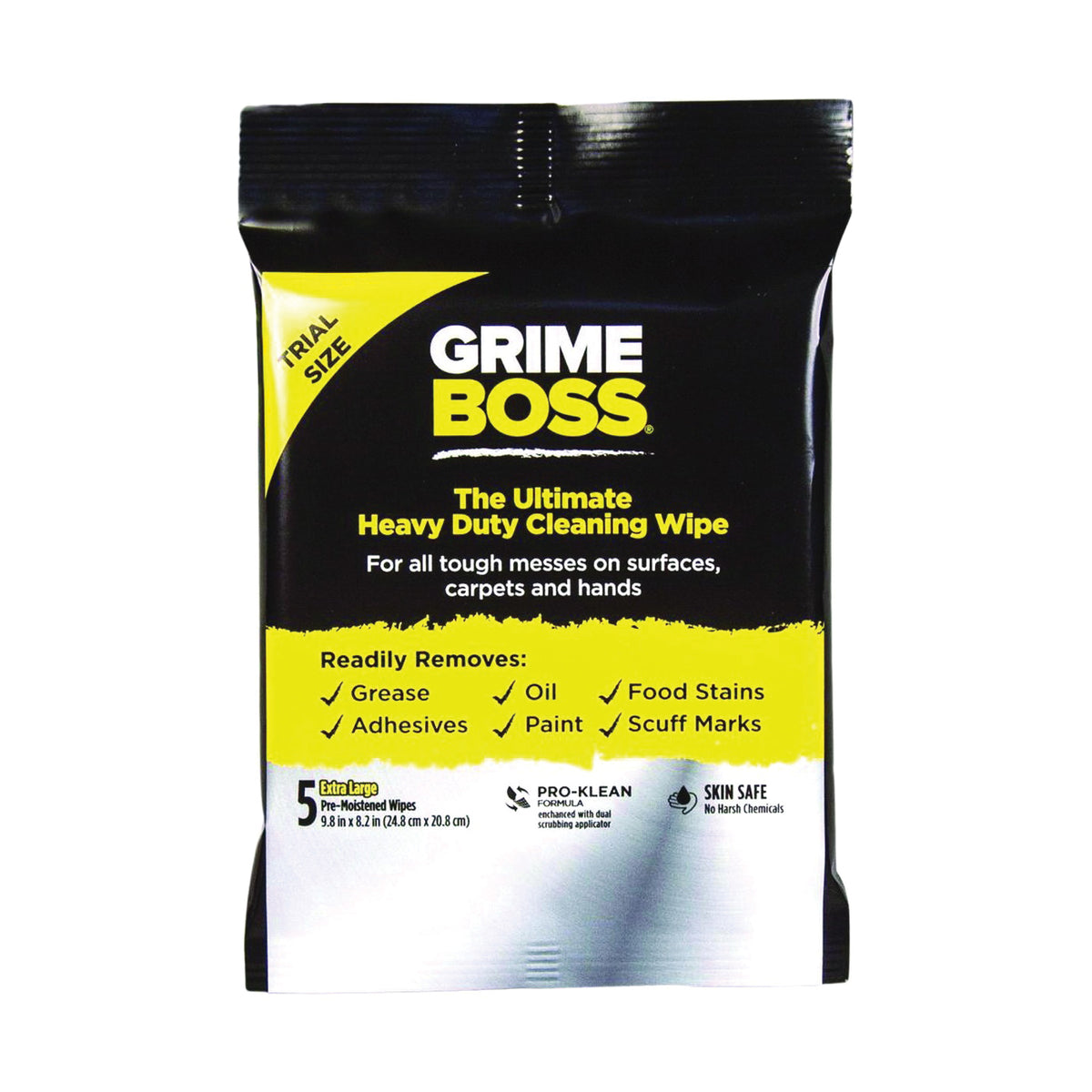 Grimeboss Q40105 Cleaning Wipes, 9.8 in L, 8.2 in W, Citrus