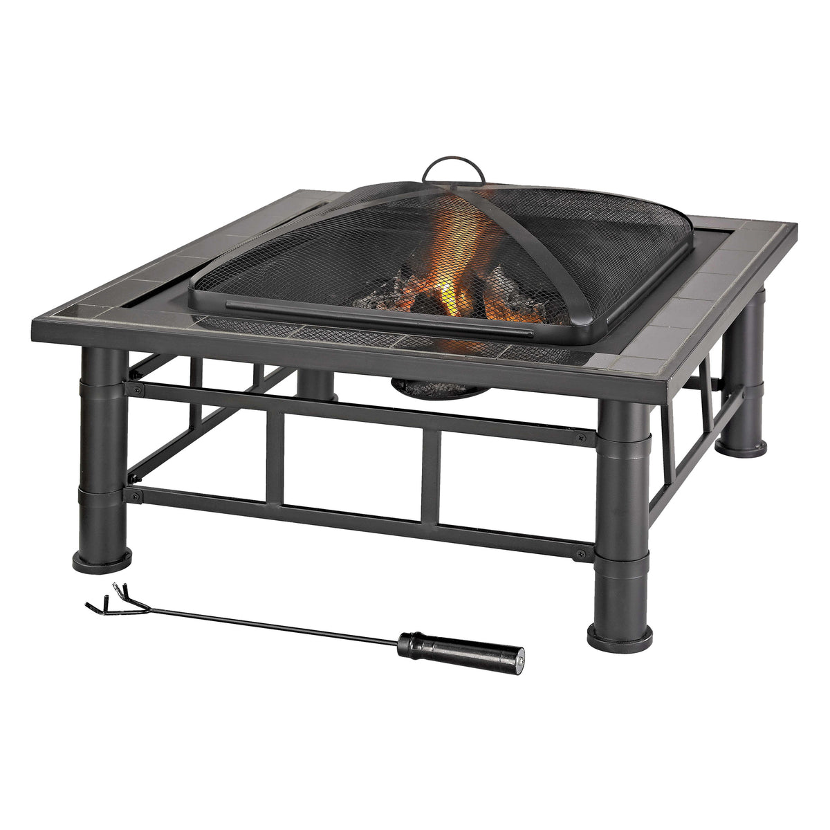 Seasonal Trends KLT-151201 Fire Pit, 30 in OAW, 30 in OAD, 18-1/2 in OAH, Square, Steel