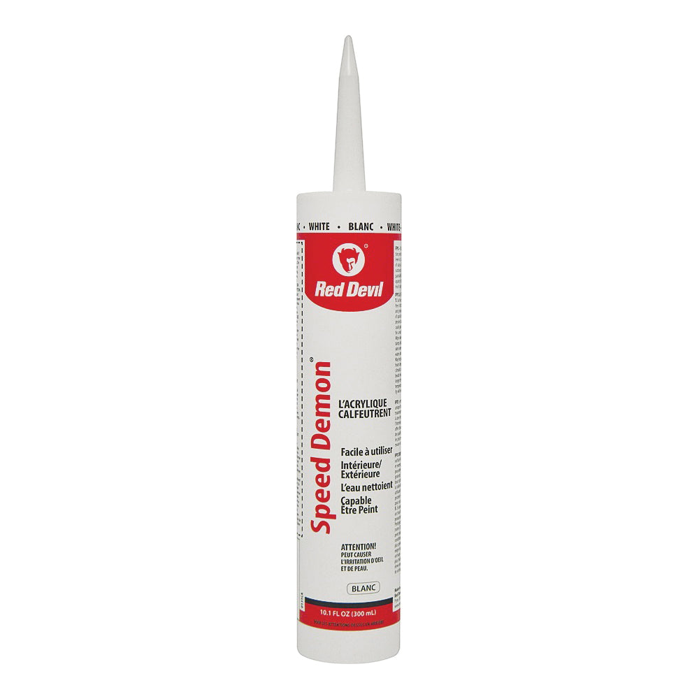 Red Devil SPEED DEMON 00131CA Acrylic Latex Caulk, White, 10.1 oz Cartridge