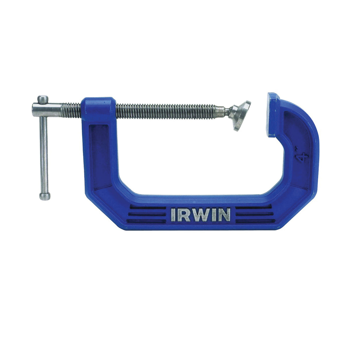 IRWIN 225104 C-Clamp, 900 lb Clamping, 4 in Max Opening Size, 3 in D Throat, Steel Body, Blue Body