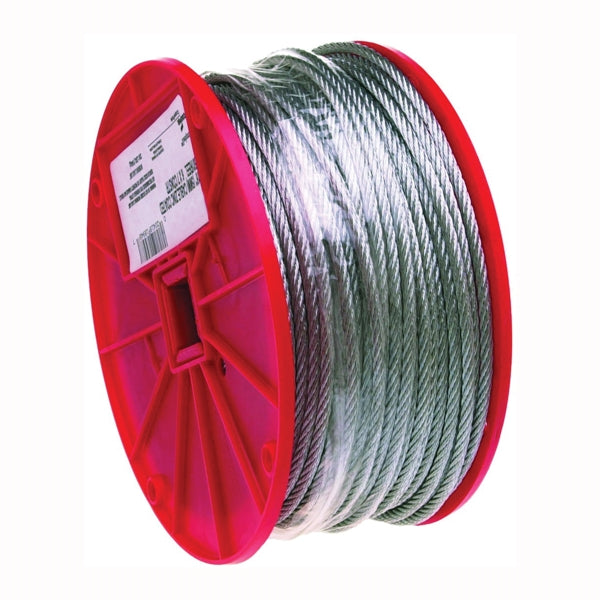 Campbell 7000327 Aircraft Cable, 3/32 in Dia, 500 ft L, 184 lb Working Load, Galvanized