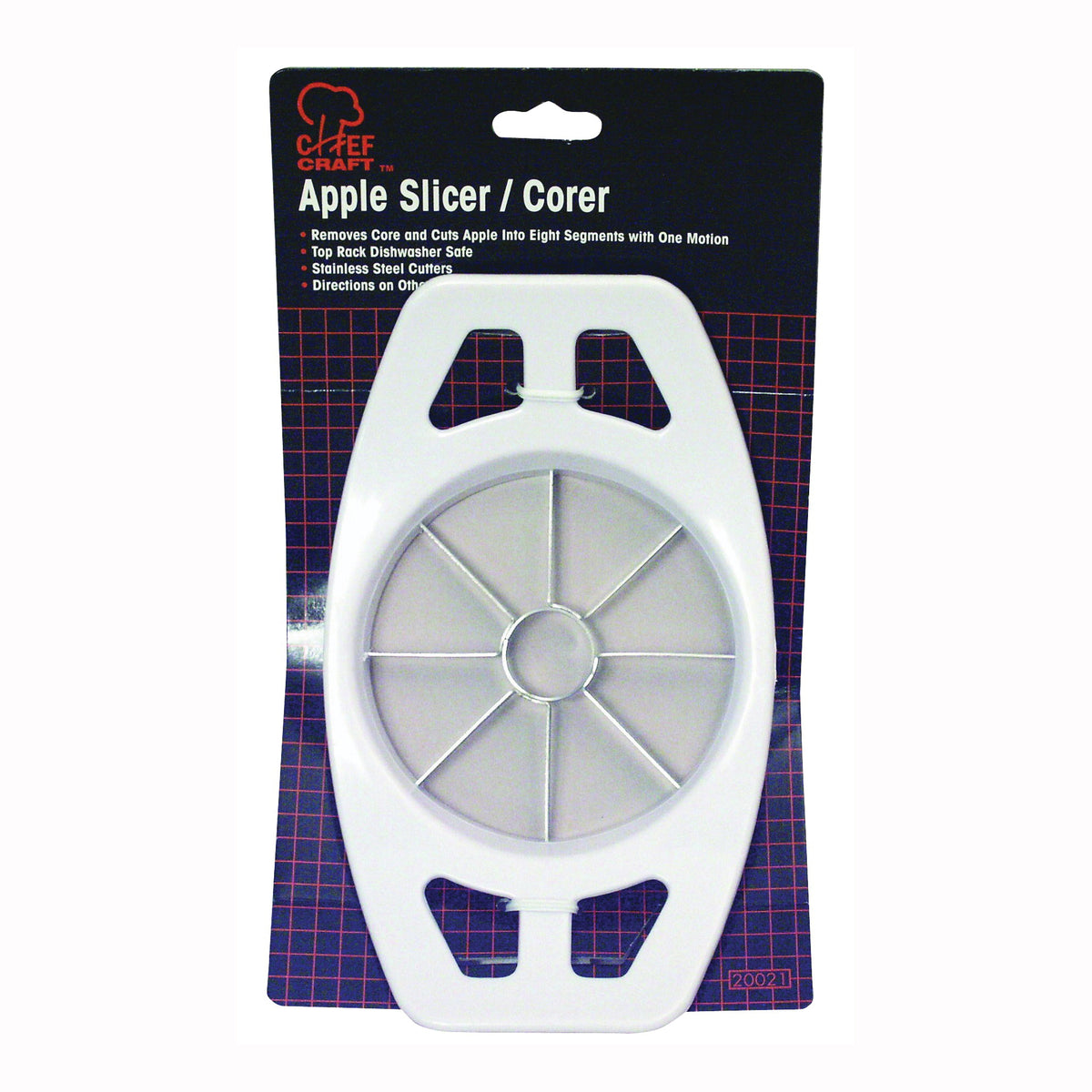 CHEF CRAFT 20021 Apple Slicer, Stainless Steel Blade, Plastic Handle, White, Dishwasher Safe: Yes