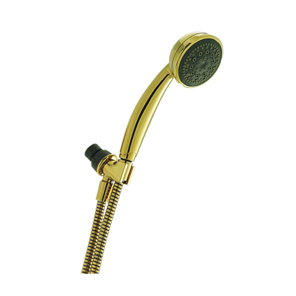 Peerless 76516PB Hand Shower, 1/2 in Connection, 2 gpm, 5-Spray Function, Polished Brass, 60 in L Hose