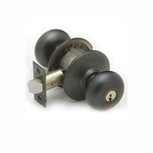 Schlage Plymouth Series F51A PLY716 Keyed Entry Knob, Solid Brass/Zinc, Aged Bronze