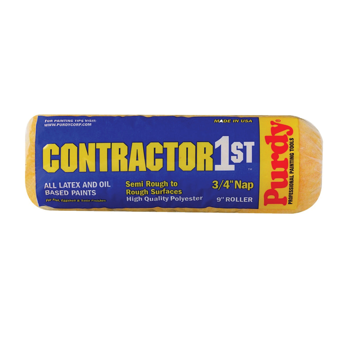 Purdy Contractor 1st 144688094 Paint Roller Cover, 3/4 in Thick Nap, 9 in L, Polyester Cover