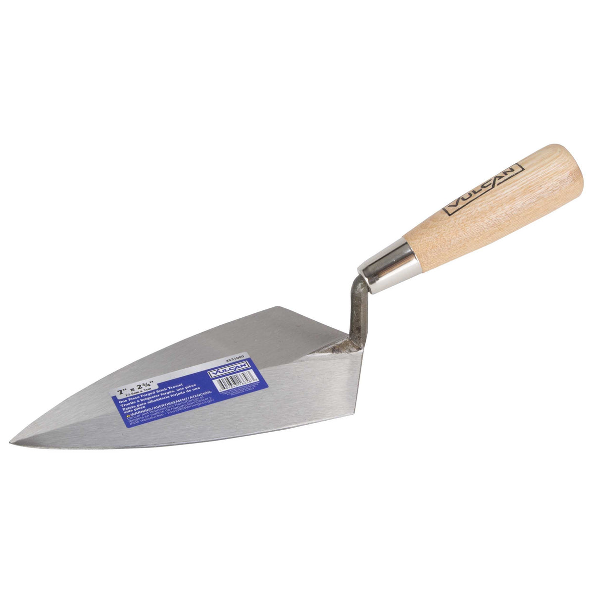 Vulcan 16658 Brick Trowel, 7 in L Blade, 2.75 in W Blade, HCS Blade, Hardwood Handle