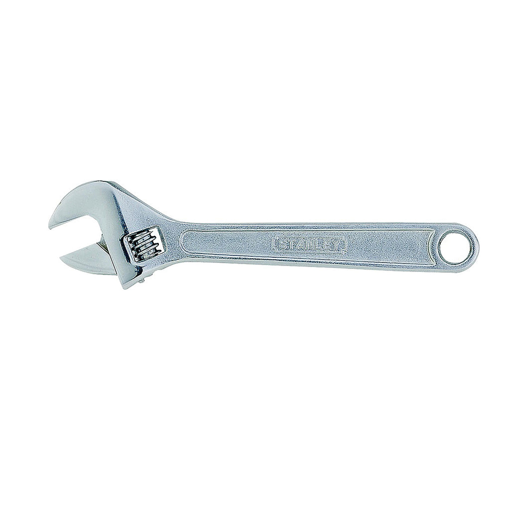 STANLEY 87-473 Adjustable Wrench, 12 in OAL, 1-3/8 in Jaw, Steel, Chrome, Plain-Grip Handle