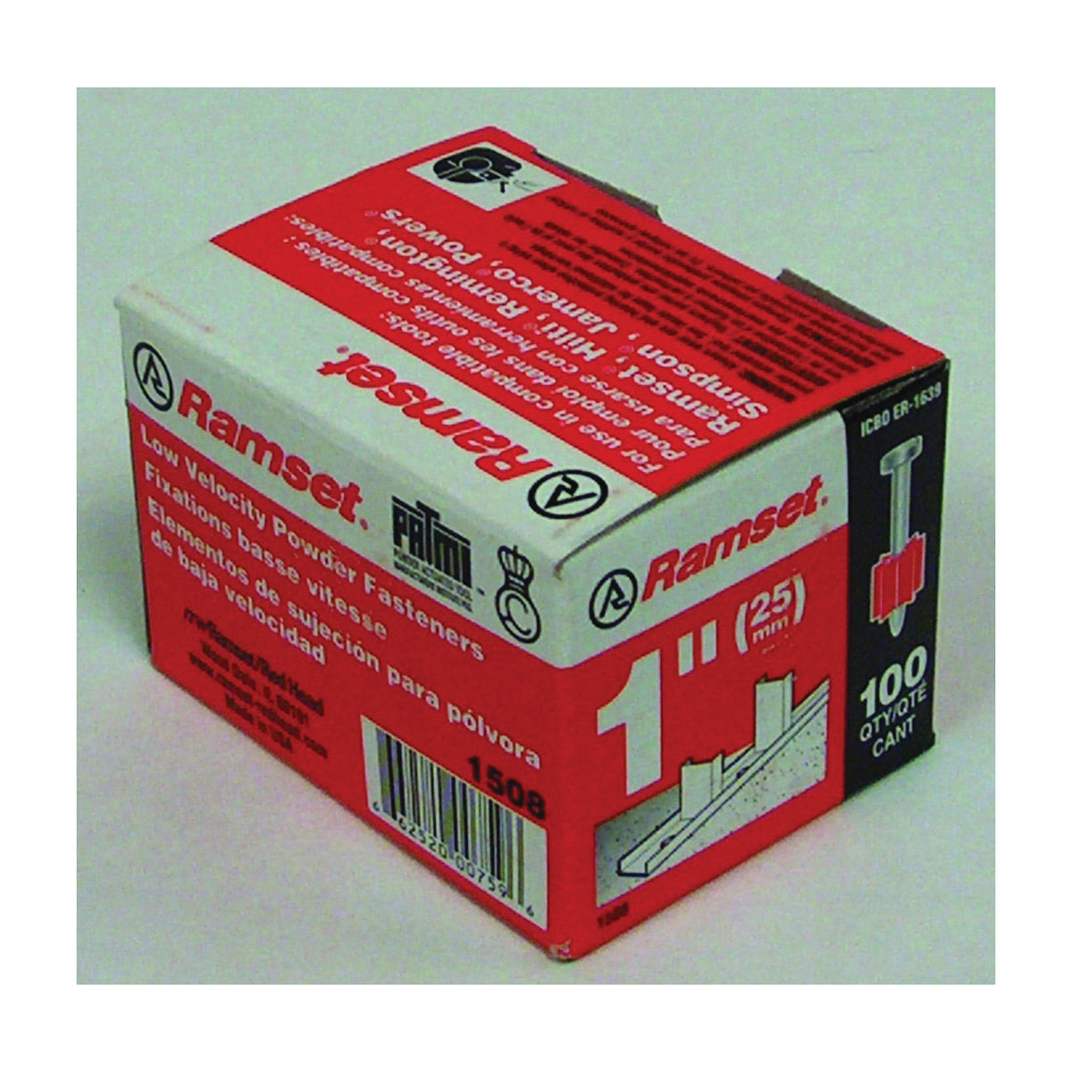 Ramset 1508 Drive Pin, 0.145 in Dia Shank, Steel, Zinc