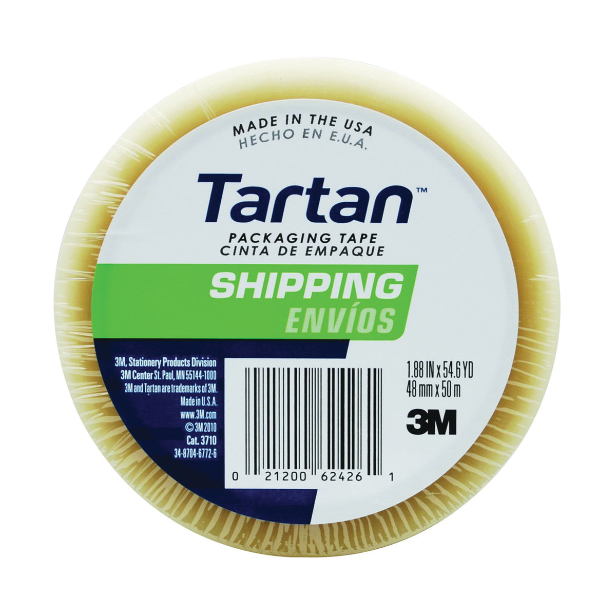 Scotch 3710-DC/3710-1PK Sealing Tape, 60 yd L, 2 in W, Polypropylene Backing, Clear