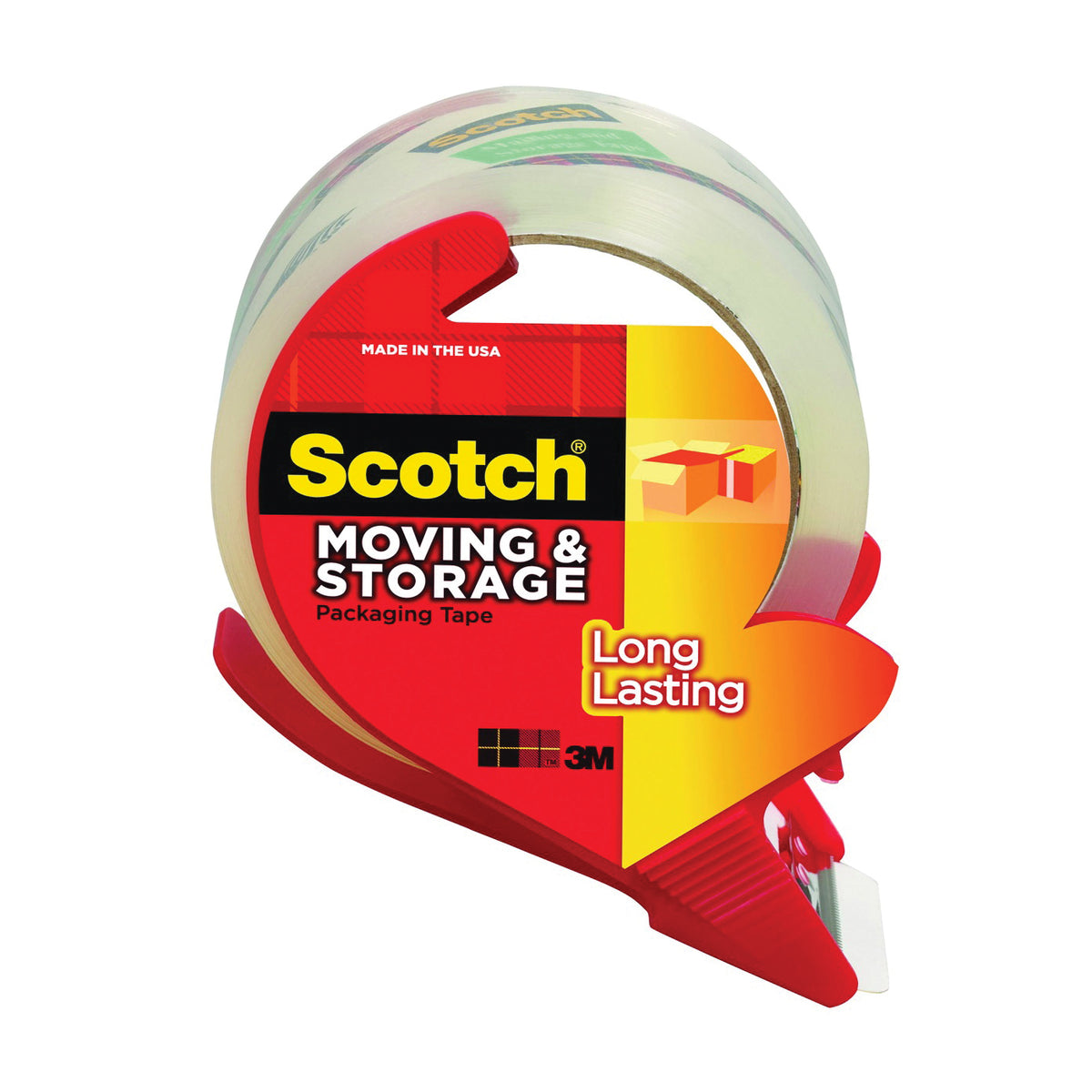 Scotch 3650S-RD Packaging Tape, 38.2 yd L, 1.88 in W, Polypropylene Backing, Clear