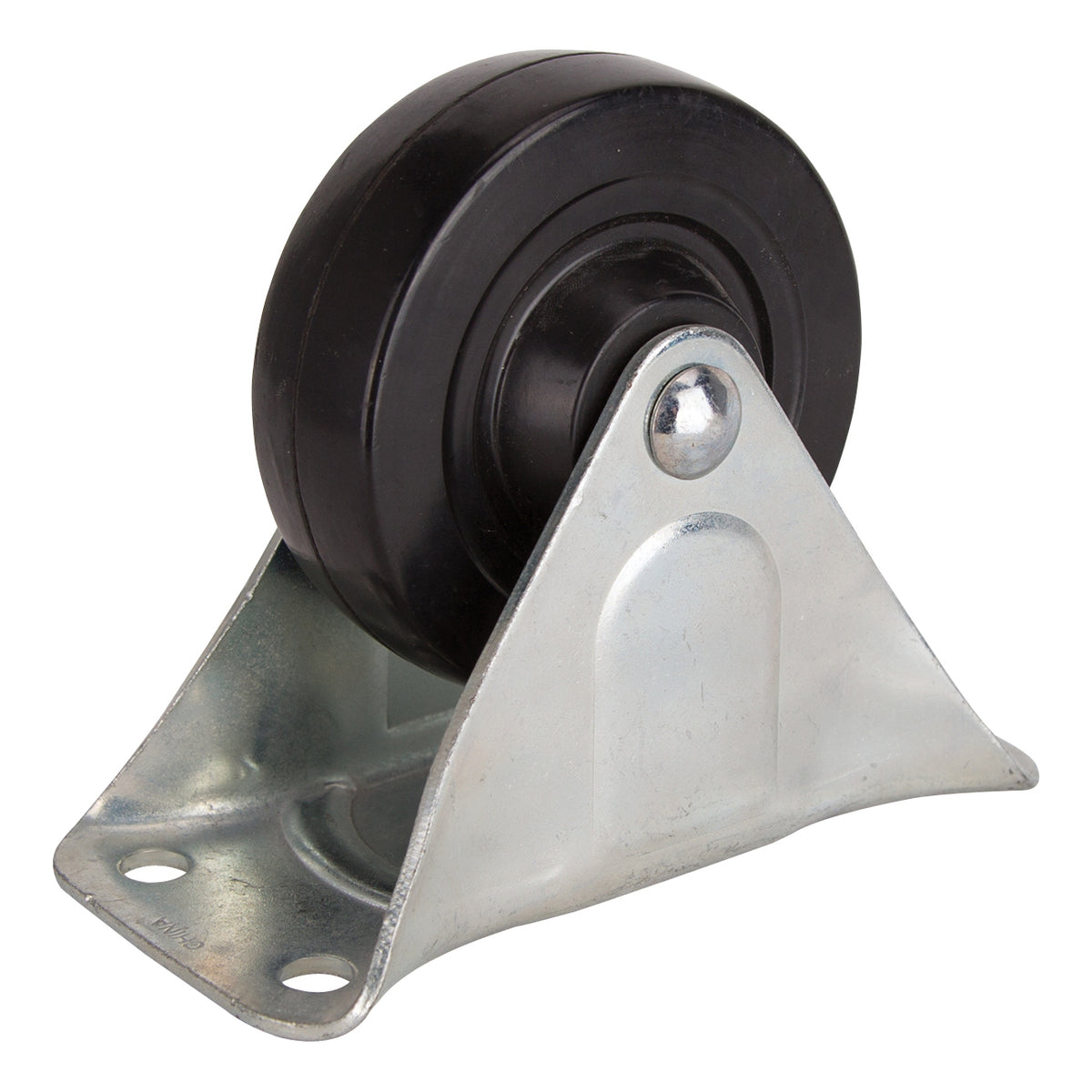 ProSource JC-H04 Rigid Caster, 4 in Dia Wheel, 1-1/4 in W Wheel, Rubber Wheel, Black, 255 lb, Steel Housing Material