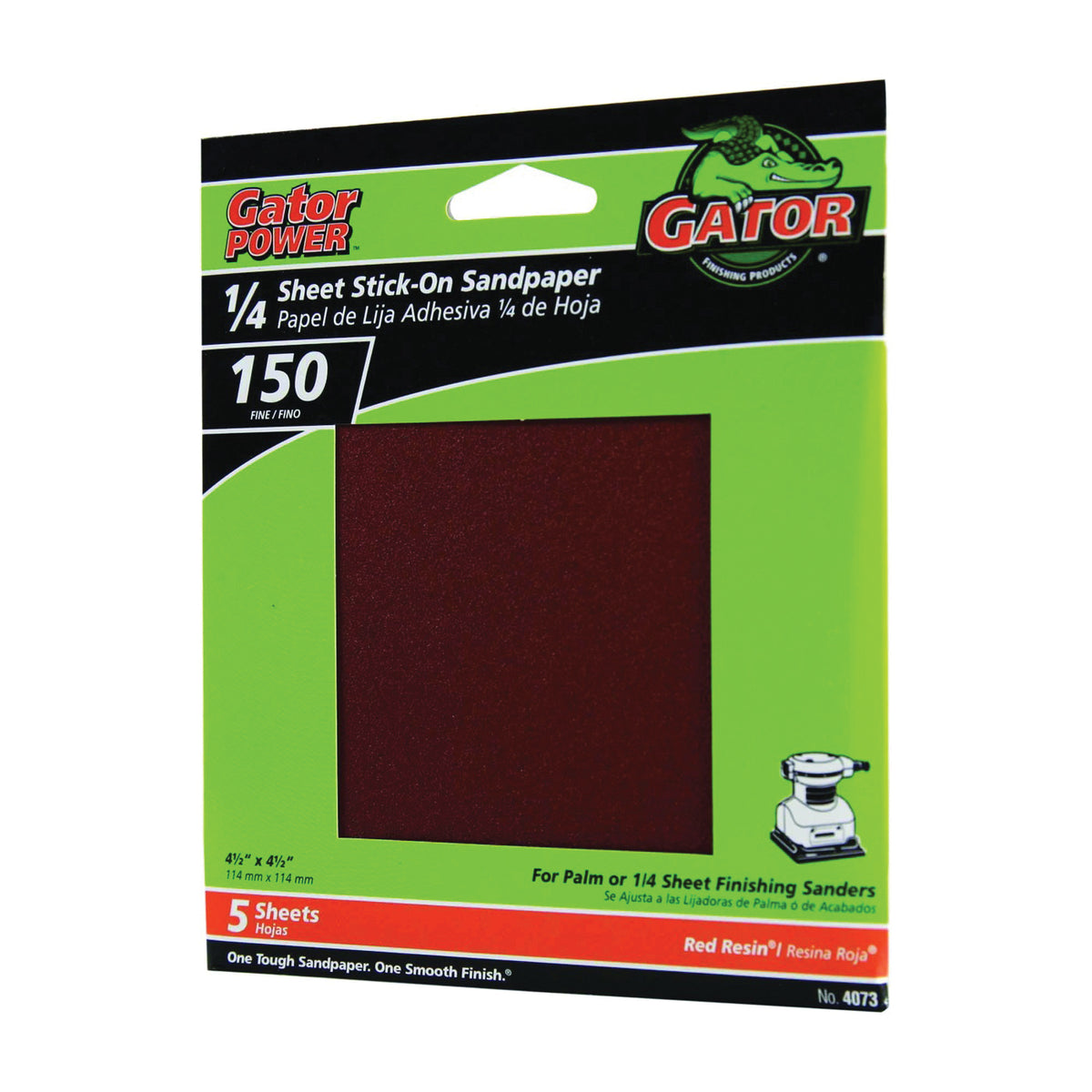 Gator 4073 Sanding Sheet, 4-1/2 in L, 4-1/2 in W, Fine, 150 Grit, Aluminum Oxide Abrasive