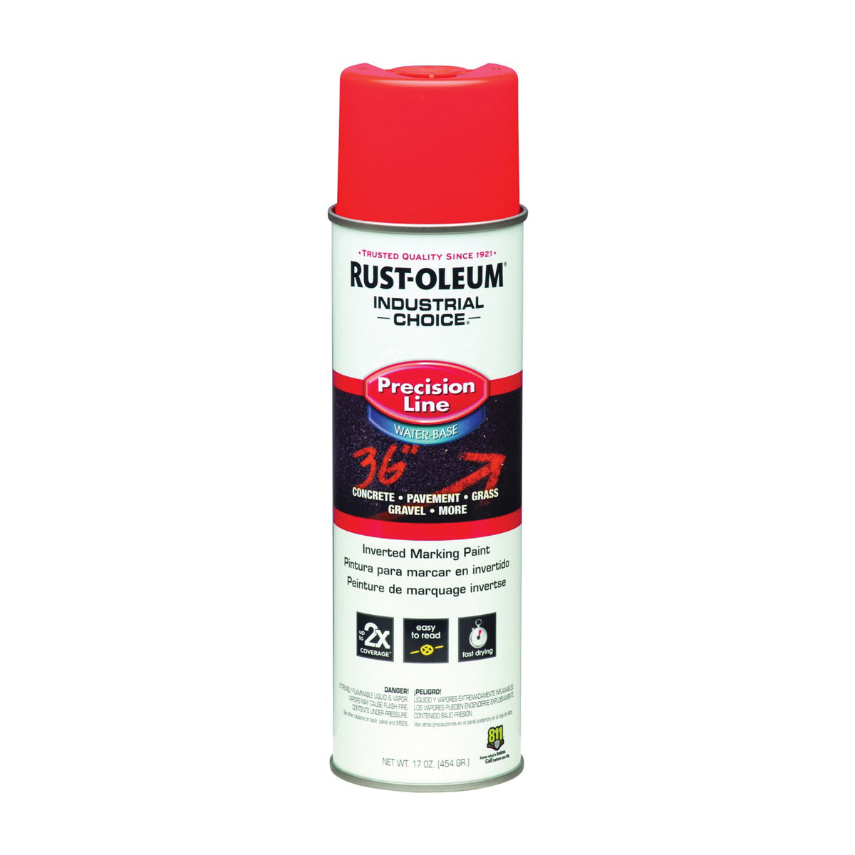 RUST-OLEUM INDUSTRIAL CHOICE 203037 Marking Paint, Fluorescent Red/Orange, 17 oz, Aerosol Can