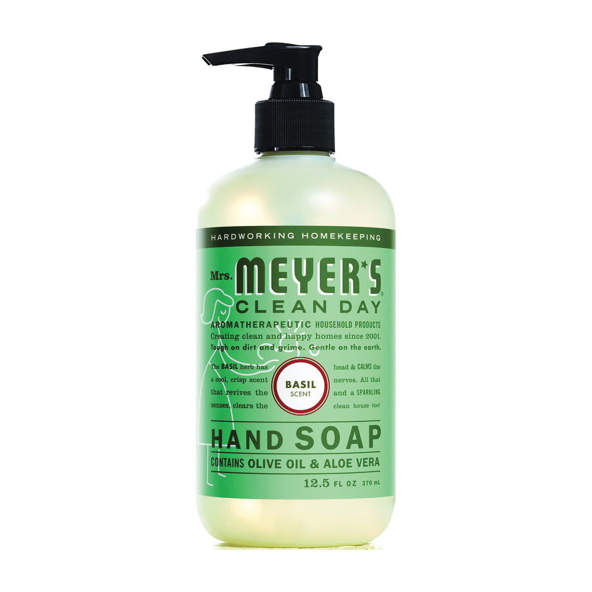Mrs. Meyer's 14104 Hand Soap, Liquid, Colorless, Basil, 12.5 oz Bottle
