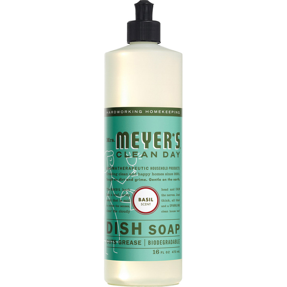Mrs. Meyer&#39;s 14103 Dish Soap, 16 oz, Liquid, Herbal, Colorless