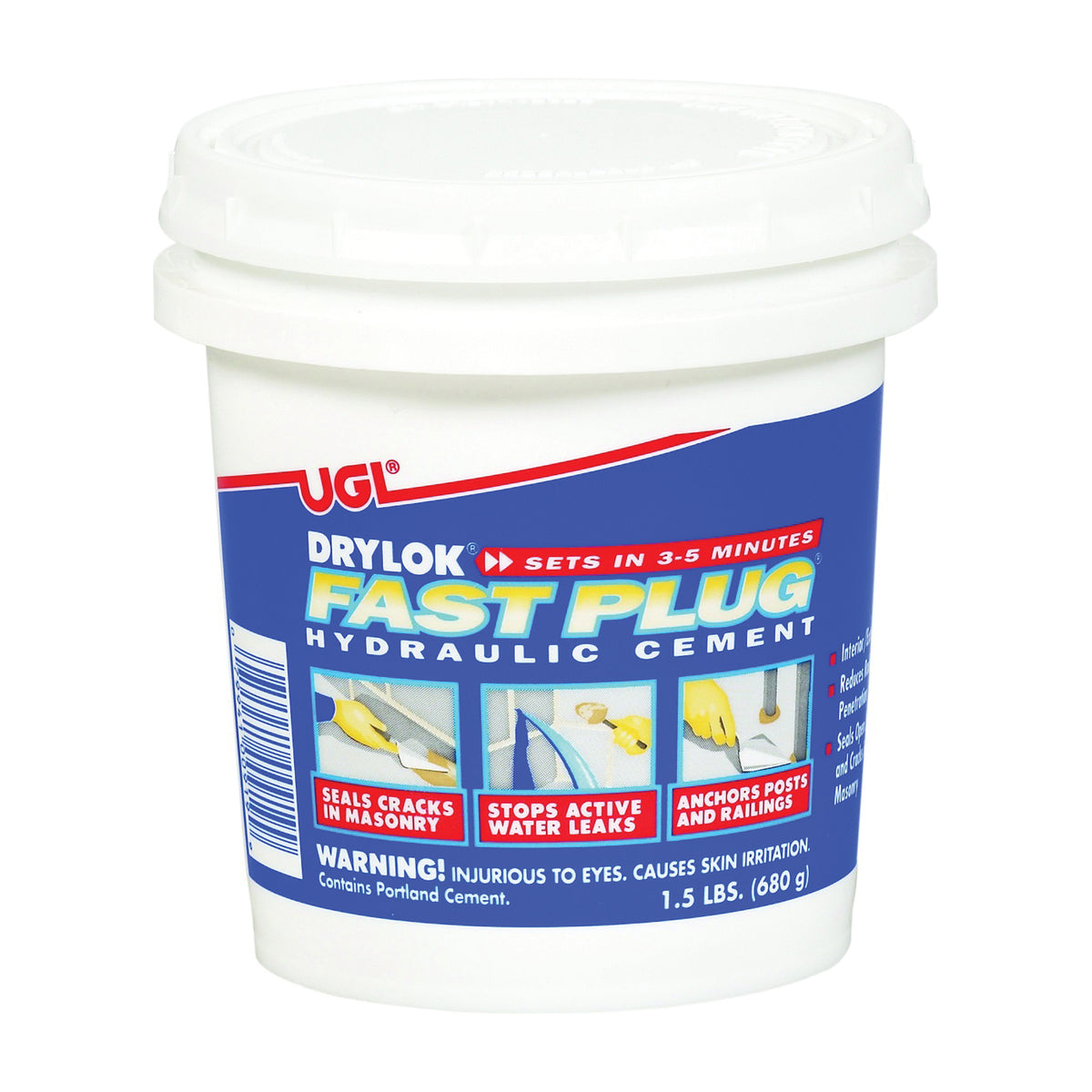UGL Fast Plug Series 00919 Hydraulic Cement, Gray, Powder, 1-1/2 lb