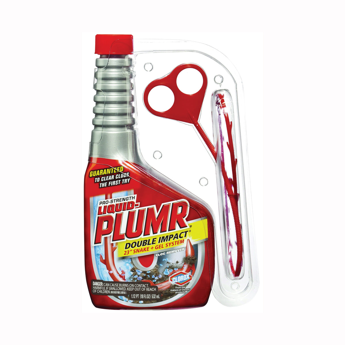 Liquid-Plumr 30708 Drain Cleaner, Liquid, Pale Yellow, Bleach, 18 oz Bottle