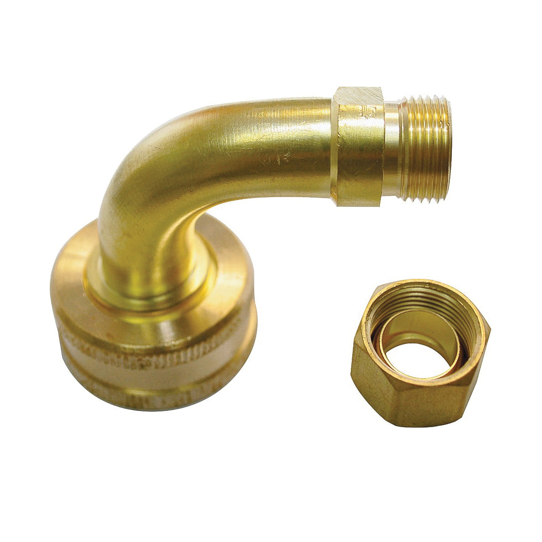 Plumb Pak PP84RB Dishwasher Elbow, 3/8 x 3/4 in, Compression x Garden Hose, Rubbed Brass