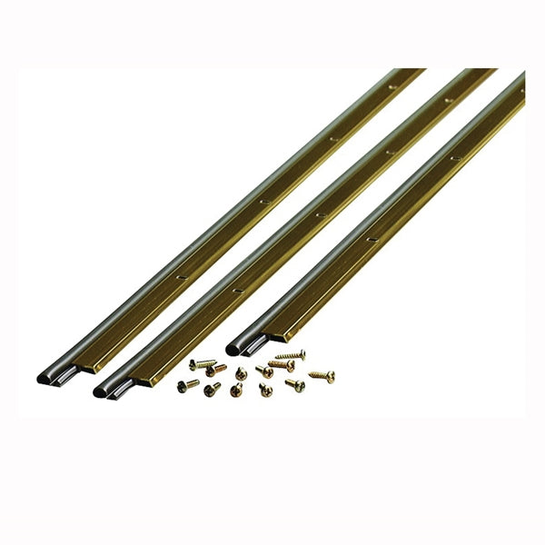 M-D 01271 Jamb Weatherstrip, 7/8 in W, 3/16 in Thick, 84 in L, Aluminum/Vinyl, Bright Gold