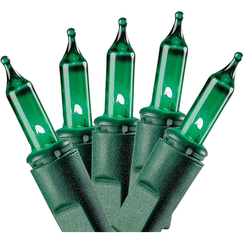 Sylvania V4007-33/W11A0737 Light Set, Christmas, 120 V, 40.8 W, 100-Lamp, Incandescent Lamp, Green Lamp, 21.96 ft L