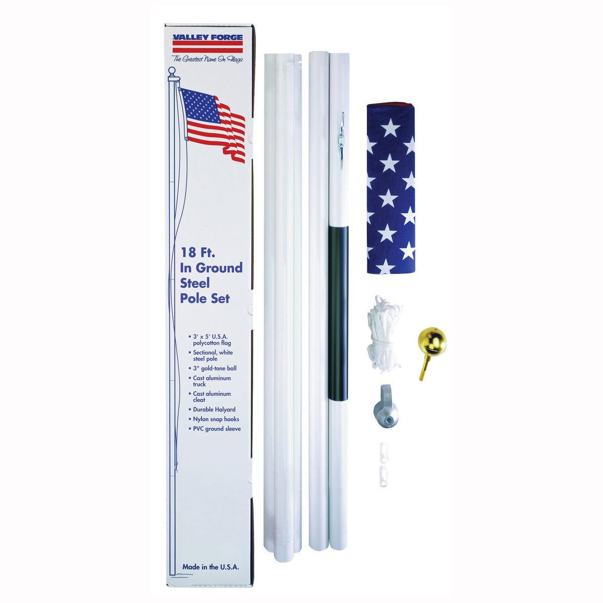 Valley Forge SFP18F-S In-Ground Pole Kit, Polycotton