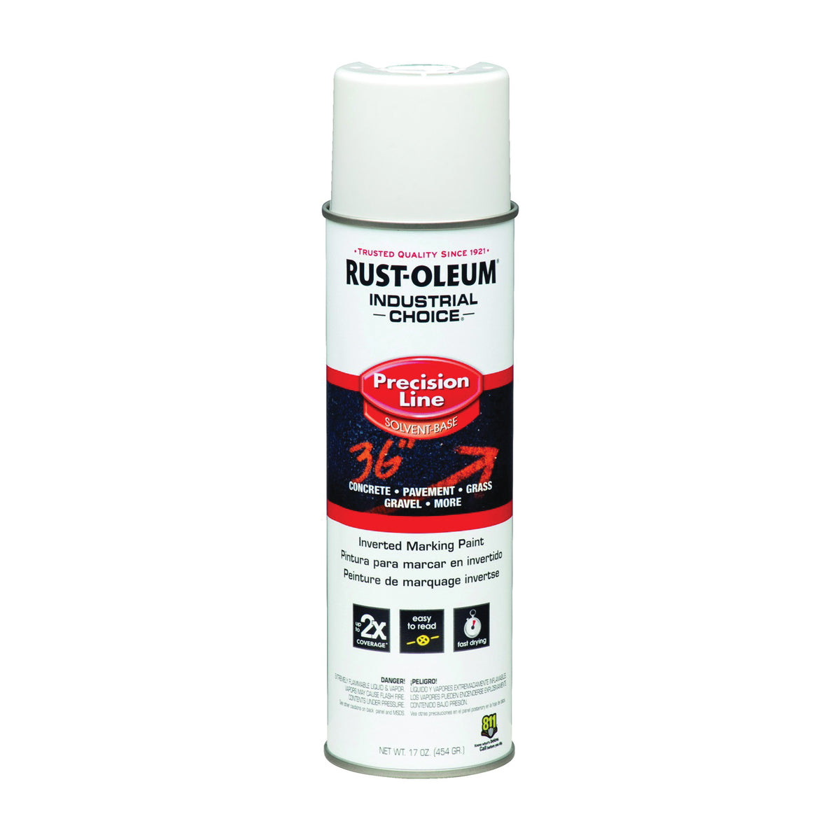 RUST-OLEUM INDUSTRIAL CHOICE 203030 Marking Paint, Semi-Gloss, White, 17 oz, Aerosol Can