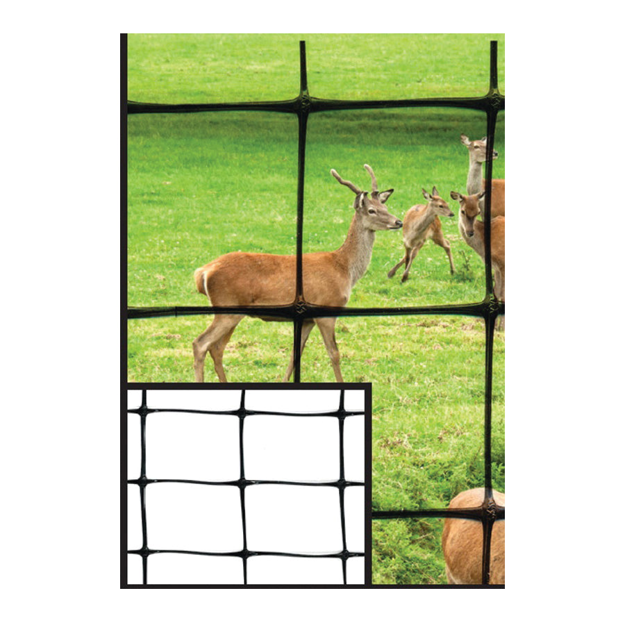 TENAX 001096 Deer Fence, 100 ft L, 7-1/2 ft H, 1-7/9 x 1-32/33 in Mesh, Polypropylene, Black