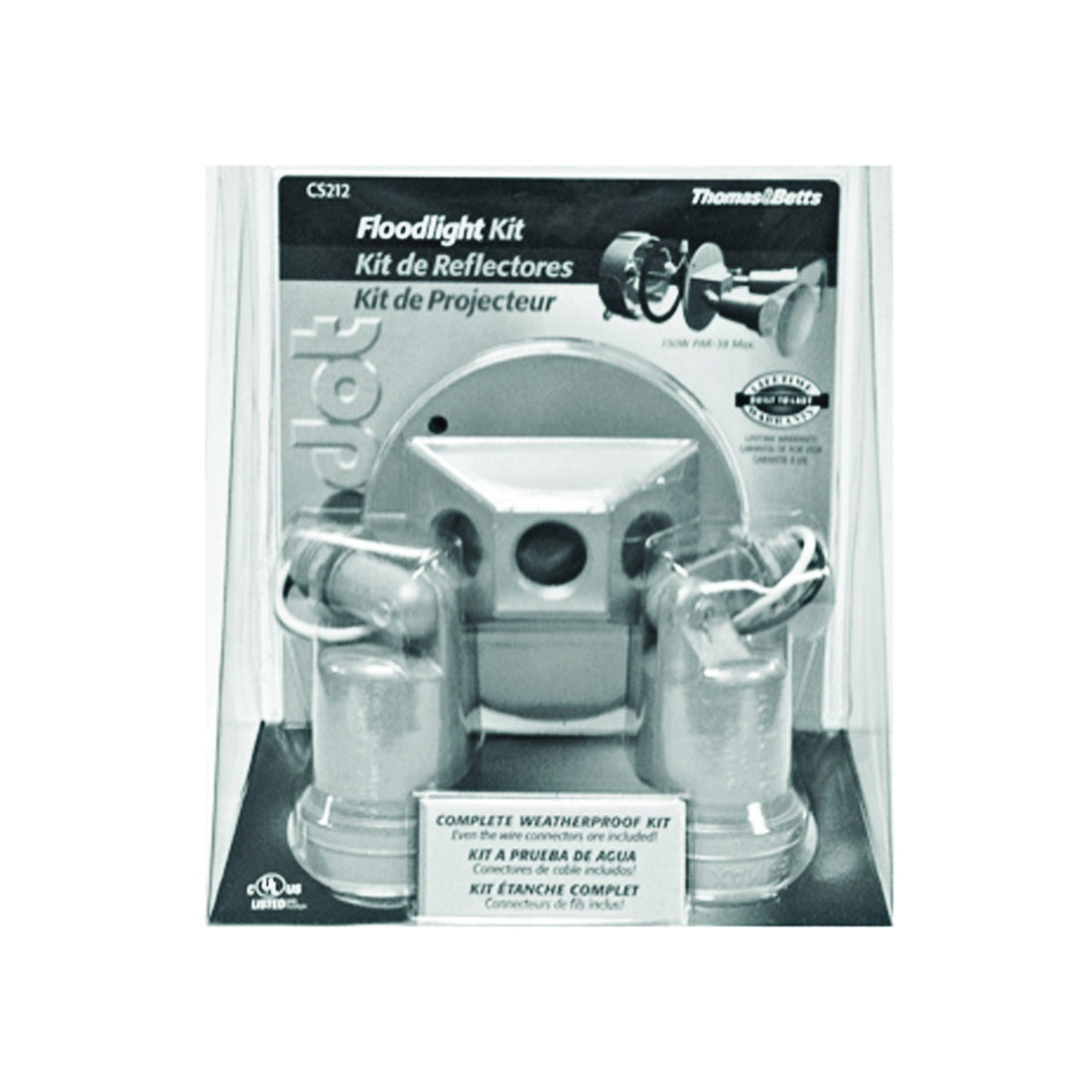 Red Dot CS212WH Lamp Holder Kit, 120 V, 150 W, 2-Lamp, Halogen Lamp, Aluminum Fixture