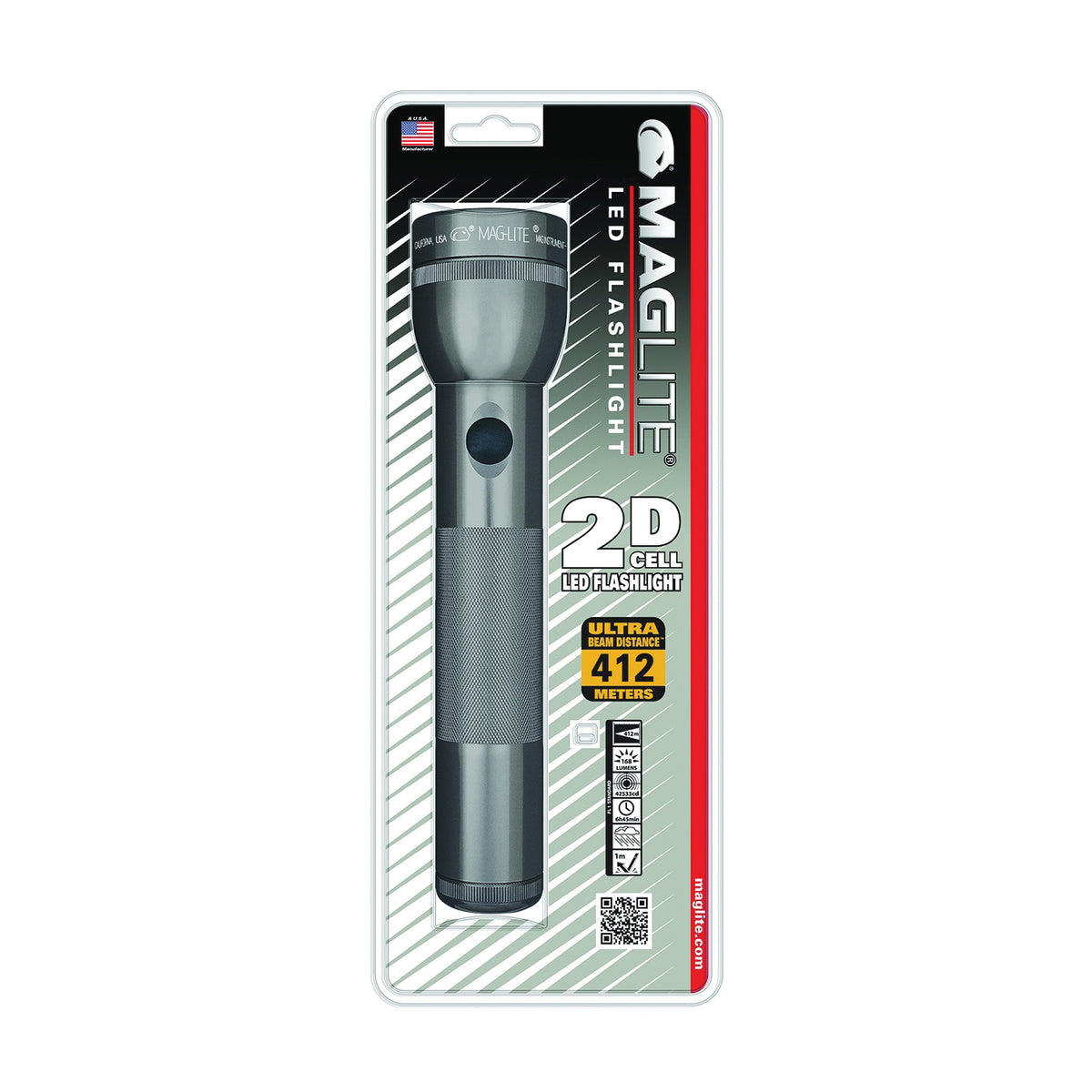 MAGLITE ST2D096 Flashlight, D Battery, Alkaline Battery, LED Lamp, 114 Lumens, Flood to Spot Beam, 298 m Beam Distance