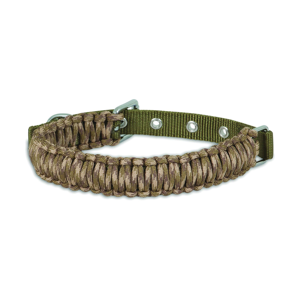 Aspenpet 00382 Adjustable Dog Collar, S Neck, 14 to 18 in L Collar, 1 in W Collar, Paracord, Camouflage