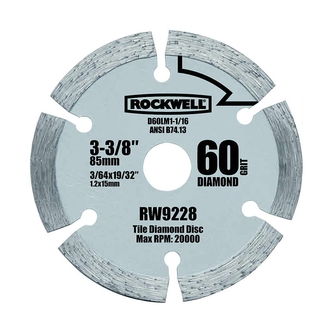 ROCKWELL RW9228 Saw Blade, 3-3/8 in Dia, 5/8 in Arbor