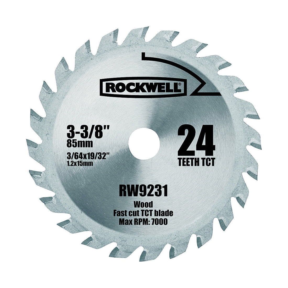 ROCKWELL RW9231 Circular Saw Blade, 3-3/8 in Dia, 24-Teeth, Carbide Cutting Edge