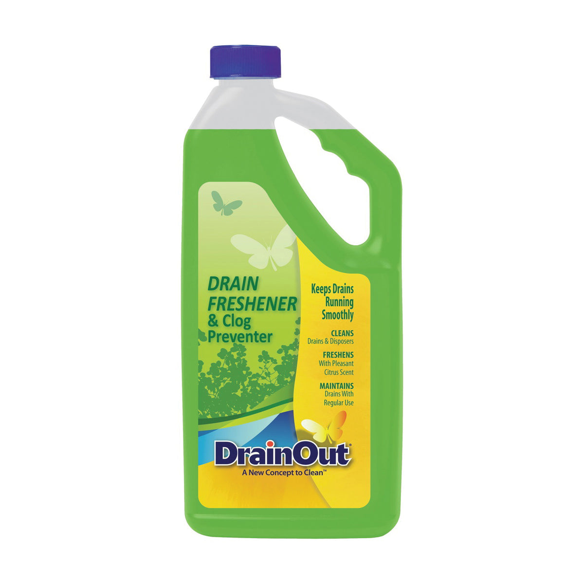 Drain OUT DOF0632N Drain Cleaner and Freshener, Liquid, Green, Citrus, 32 oz Bottle
