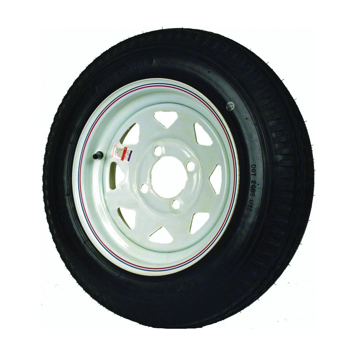 MARTIN Wheel DM412B-4I Trailer Tire, 1120 lb Withstand, 4 in Dia Bolt Circle, Rubber