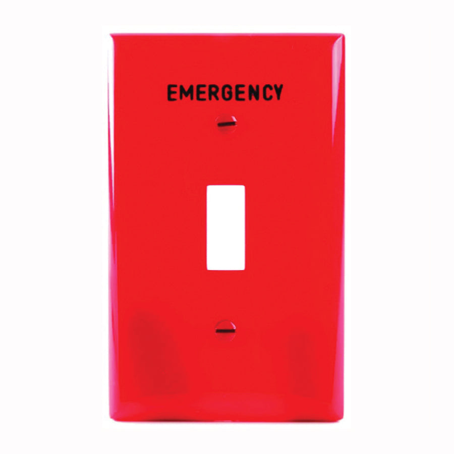 Eaton Wiring Devices PJ1EMRD Wallplate, 3.14 in L, 4.89 in W, 1 -Gang, Polycarbonate, Red, High-Gloss