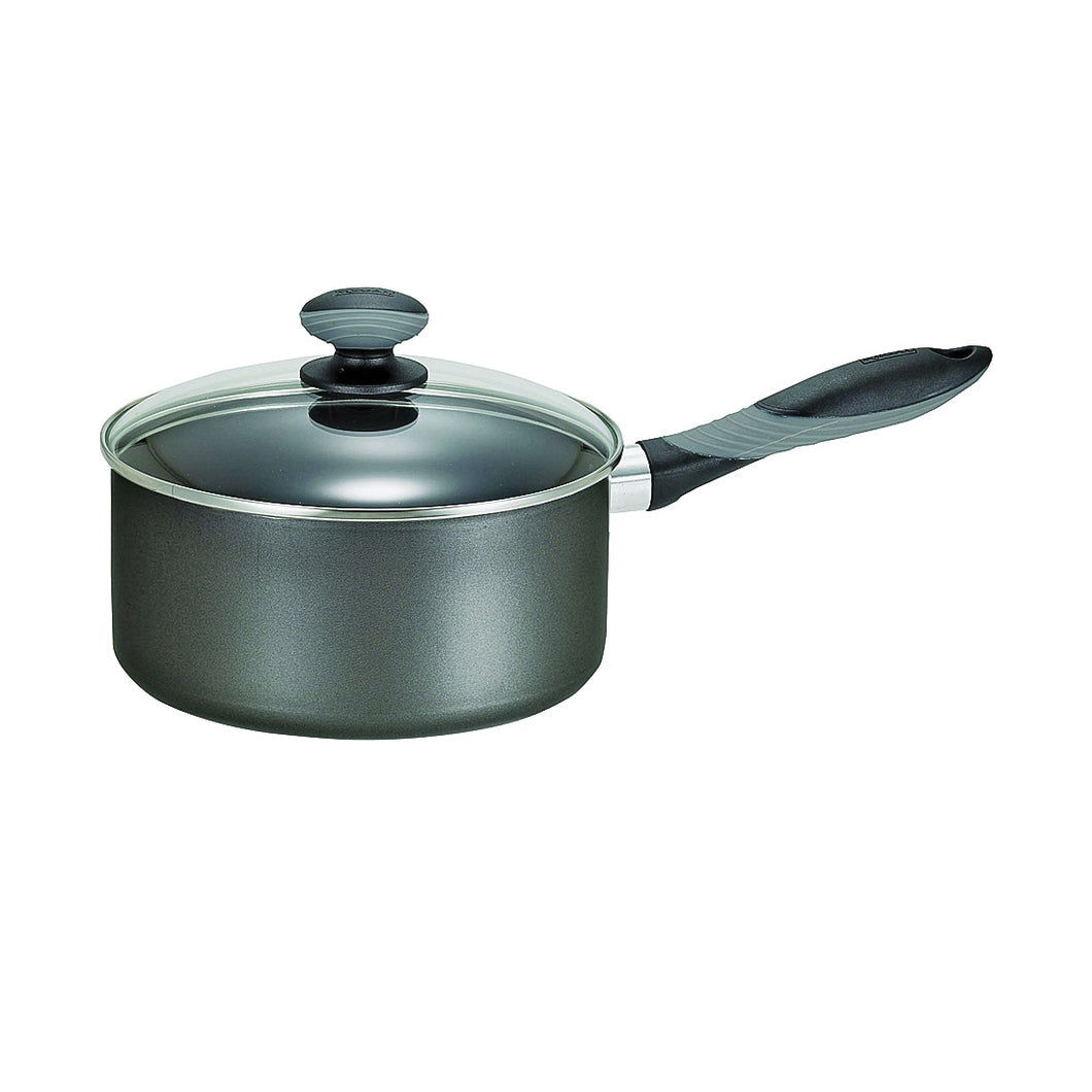 T-fal A7972184 Sauce Pan with Glass Lid, 1 qt Capacity, Aluminum, Thumb Rest Handle