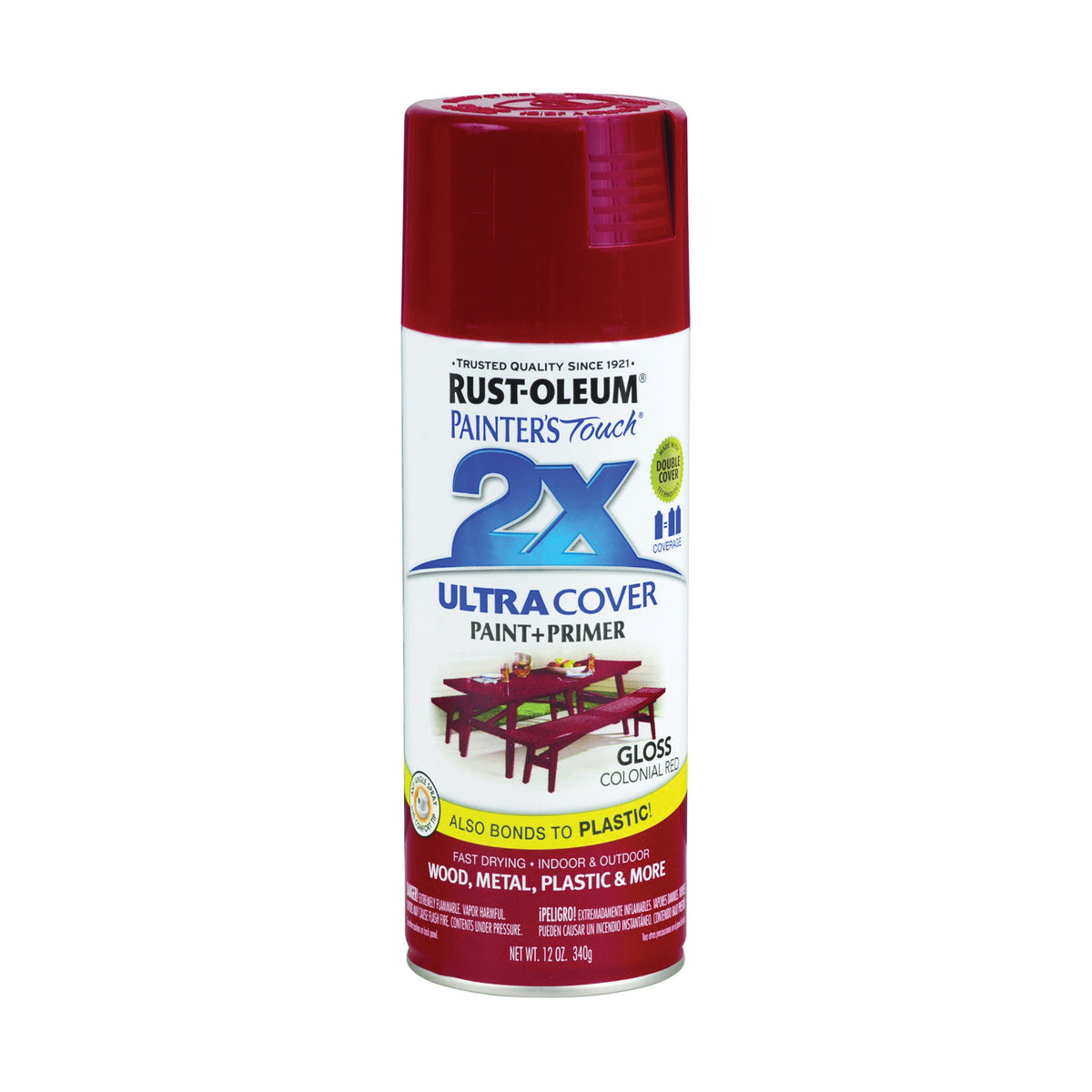 RUST-OLEUM PAINTER'S Touch 249116 Gloss Spray Paint, Gloss, Colonial Red, 12 oz, Aerosol Can