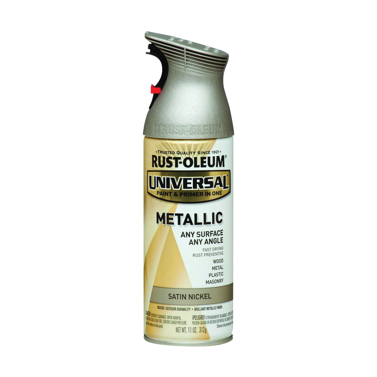 RUST-OLEUM UNIVERSAL 249130 Metallic Spray Paint, Metallic, Satin Nickel, 11 oz, Aerosol Can