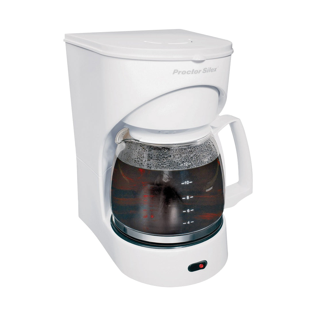 Proctor Silex 43501Y Coffee Maker, 12 Cups Capacity, 900 W, Glass, White, Automatic Control