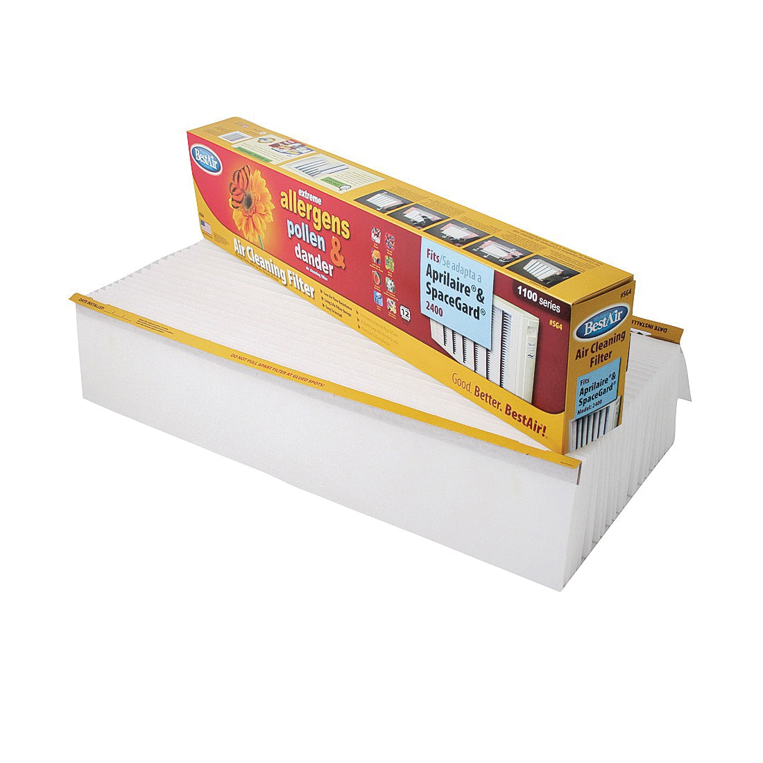 BestAir SGM Air Filter, 24 in L, 20 in W, 11 MERV, Polyester Frame