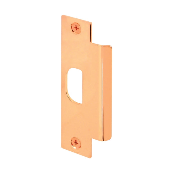 Defender Security U 9428 Door Strike Plate, 4-7/8 in L, 1-1/4 in W, Steel, Brass
