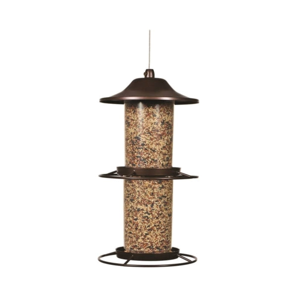 Perky-Pet 325S Panorama Bird Feeder, 4.5 lb, Powder-Coated Rustic Brown, Hanging Mounting