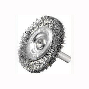 Weiler 36412 Wire Wheel Brush, 2 in Dia, 1/4 in Arbor/Shank, Steel Bristle