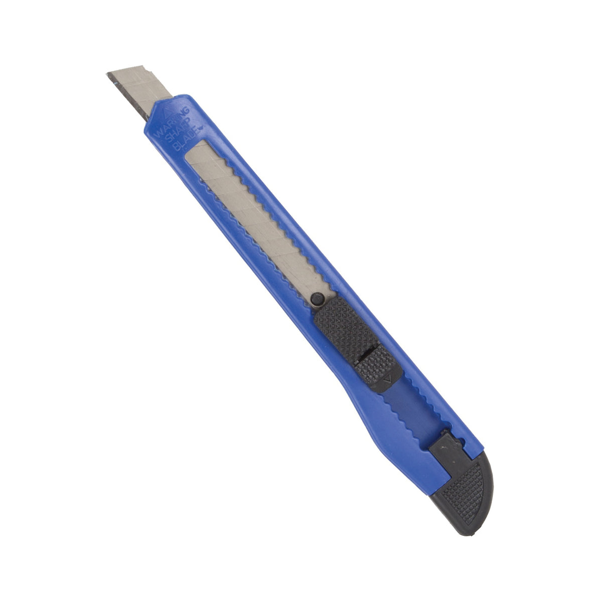 Vulcan JL54319 Utility Knife, 3-7/8 in L Blade, 5/8 in W Blade, High Impact Plastic Handle, Blue/Black Handle