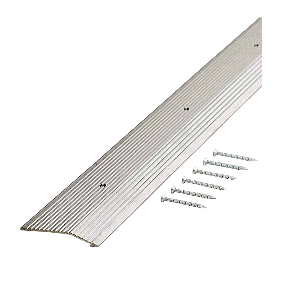 M-D 78220 Carpet Trim, 72 in L, 2 in W, Fluted Surface, Aluminum, Silver