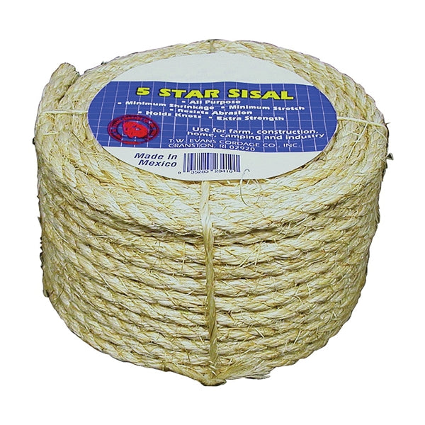 T.W. Evans Cordage 22-600 Fiber Rope, 1/2 in Dia, 665 ft L, Sisal, Natural