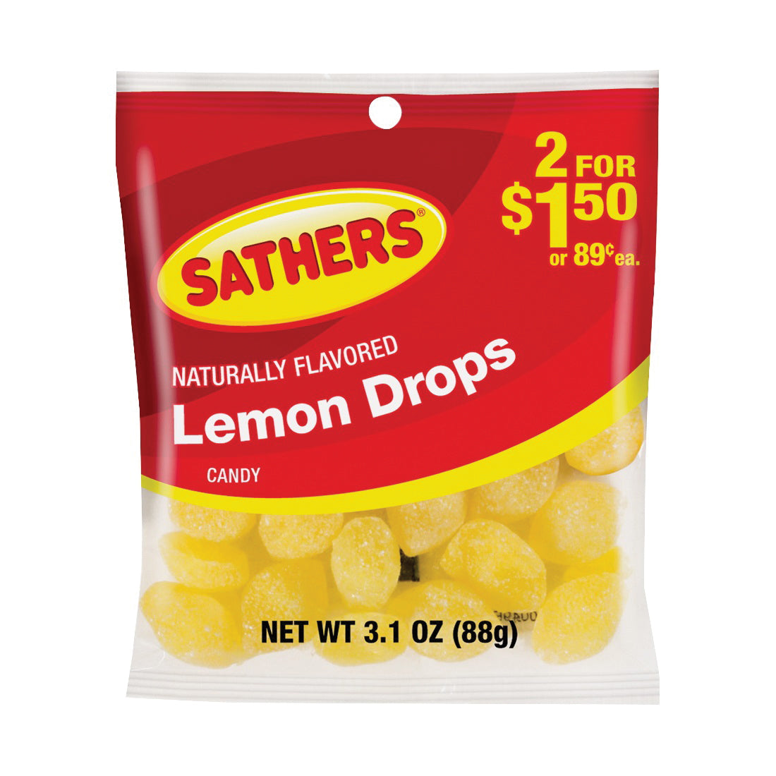 Sathers 10145 Candy, Lemon Flavor, 3.1 oz Bag