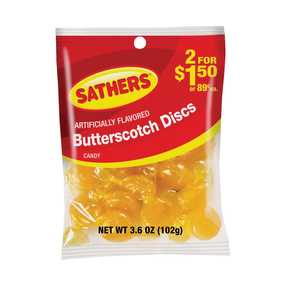 Sathers 10147 Candy, Butterscotch Flavor, 3.6 oz Bag