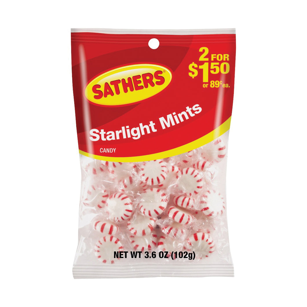 Sathers 10149 Candy, Peppermint Flavor, 3.6 oz Bag